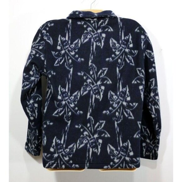 Maui & Sons Womens Navy Blue Pullover Small Fleece Tropical Print Design Long Sl - Picture 4 of 5